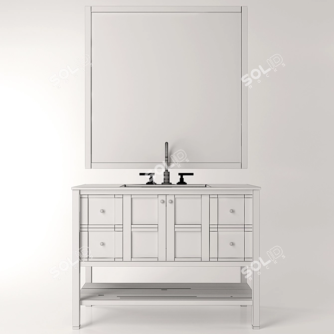 Blue and Brown Single Vanity 3D model image 6