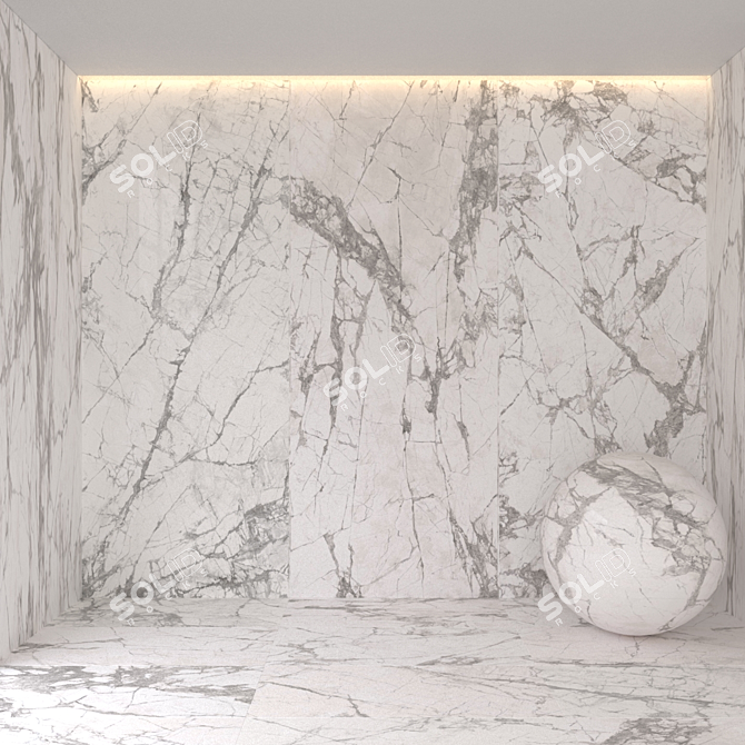 Sleek White Marble Tiles 3D model image 1