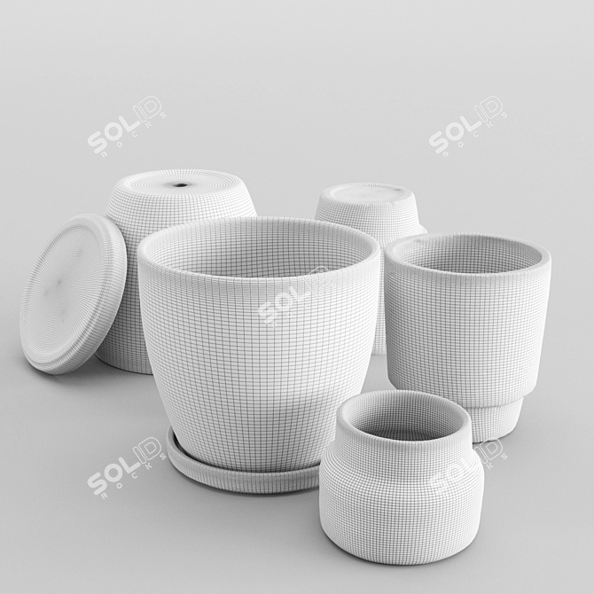 3D Scanned Pot Set 3D model image 2