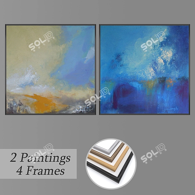 Modern Wall Art Set with Multiple Frames 3D model image 1