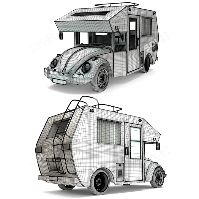 VW Beetle Camping Chassis: Sleep & Adventure 3D model image 4