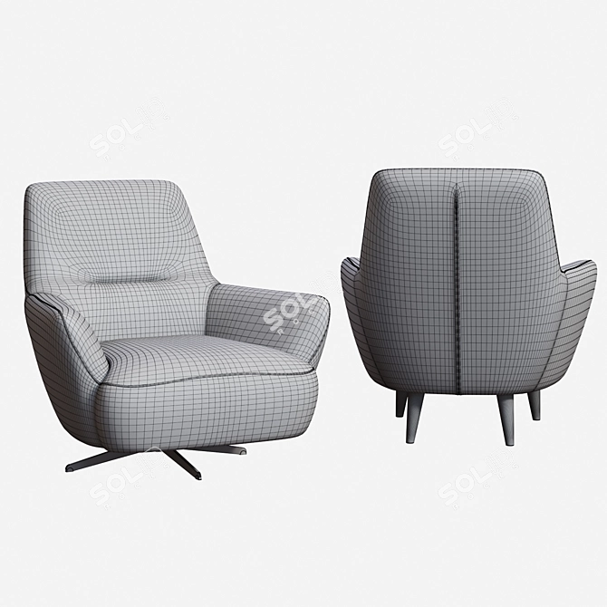 Modern Polygon Armchair 3D model image 3