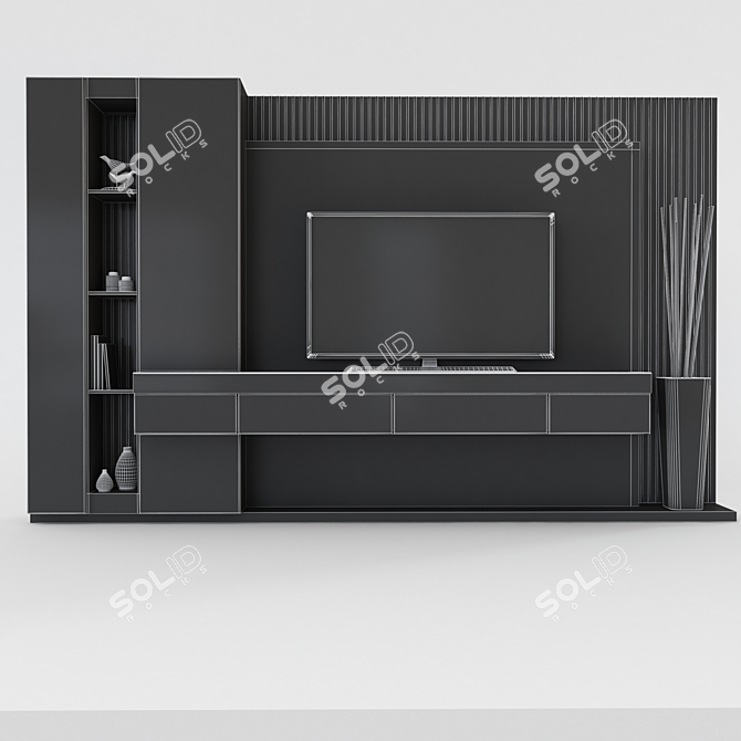 Modern TV Shelf Set with 55" TV 3D model image 3