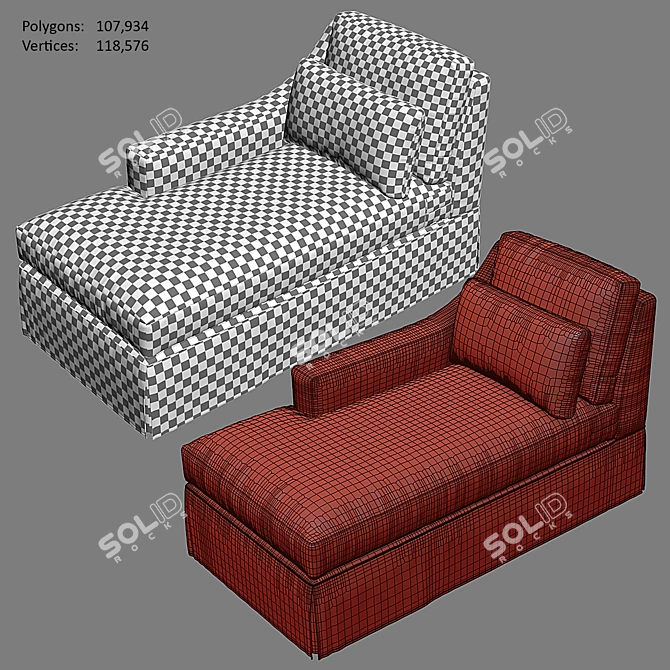 Sloped Arm Slipcovered Chaise Sectional 3D model image 5