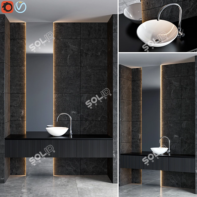 Modern 180cm Bathroom Furniture 3D model image 1