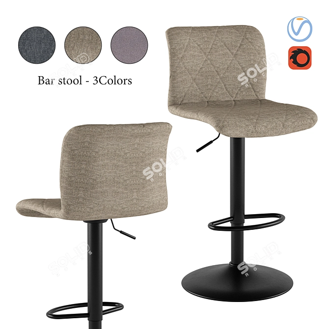 3-Color Bar Stool 3D model image 5