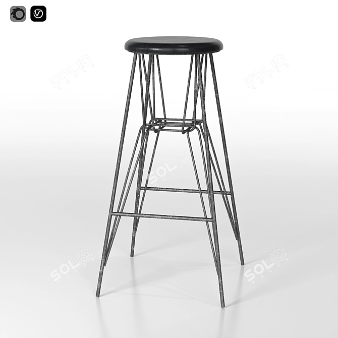 Black Bar Stool 3D model image 1