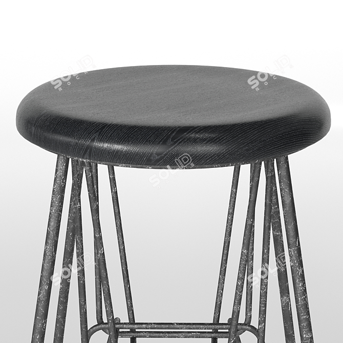 Black Bar Stool 3D model image 2