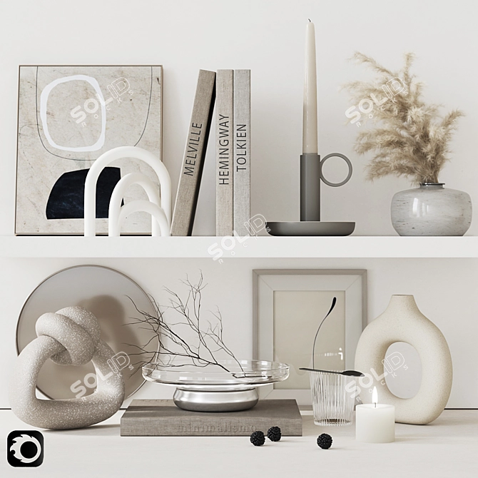 Elegant Decor Set: Vases, Candles, Plates, Sculptures 3D model image 1
