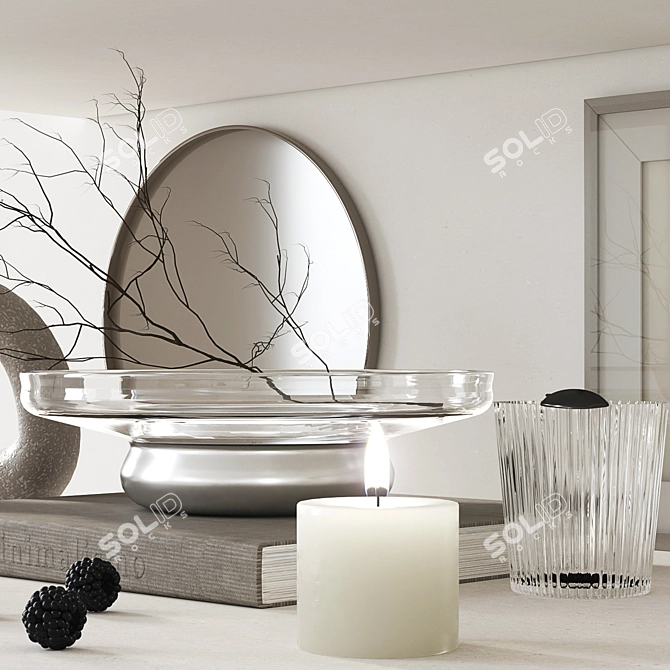 Elegant Decor Set: Vases, Candles, Plates, Sculptures 3D model image 2