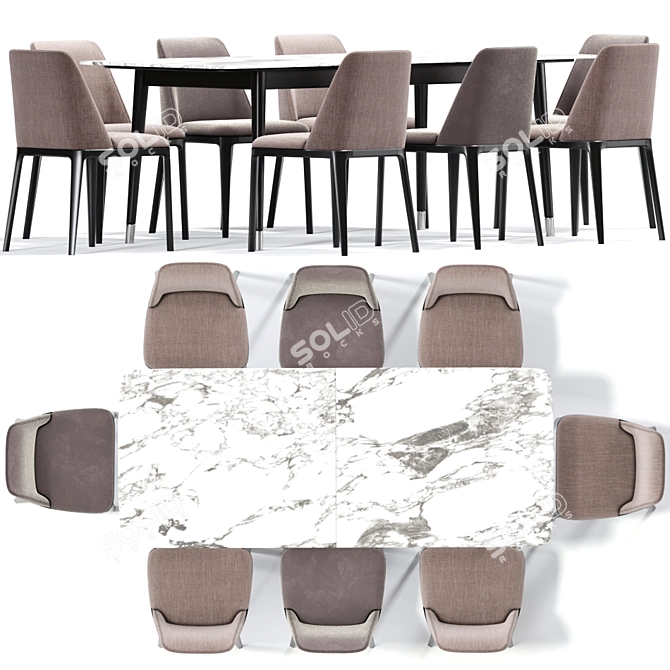 Elegant Poliform Grace Dining Set 3D model image 2