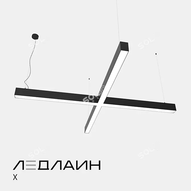 Elegant X-Shaped LED Lamp 3D model image 2