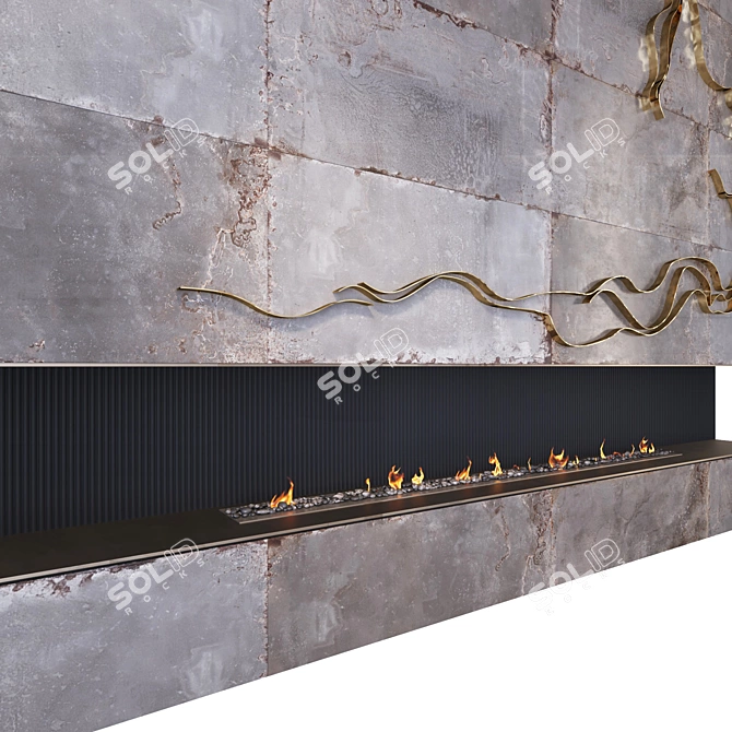Wave Metal Wall Panel 3D model image 3