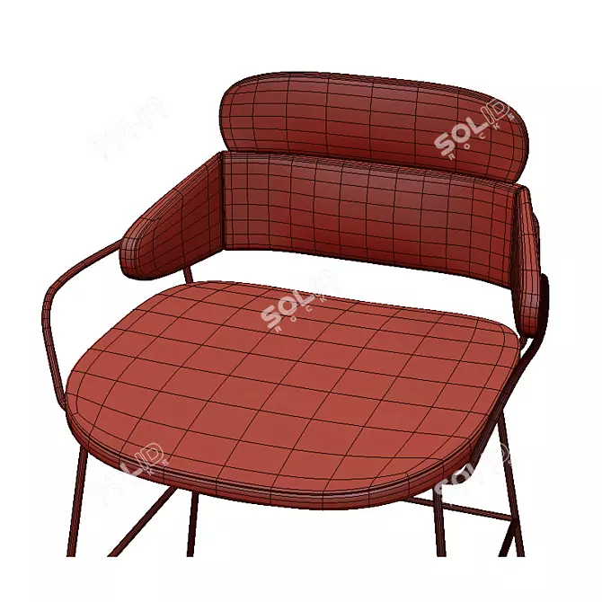 Modern Ergonomic Stool 3D model image 5