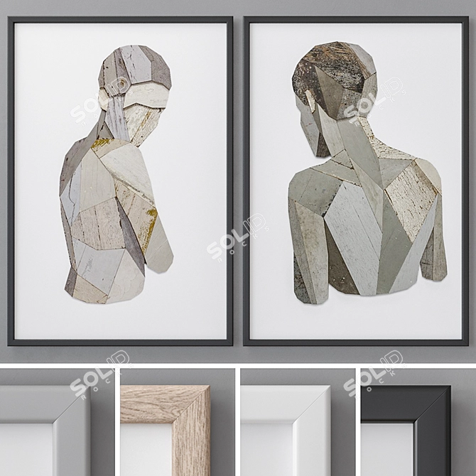 Modern Abstract Photo Frames, Set of 2 3D model image 1