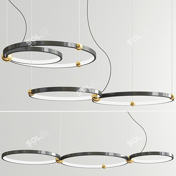 Elegant Rings Chandelier 3D model image 1