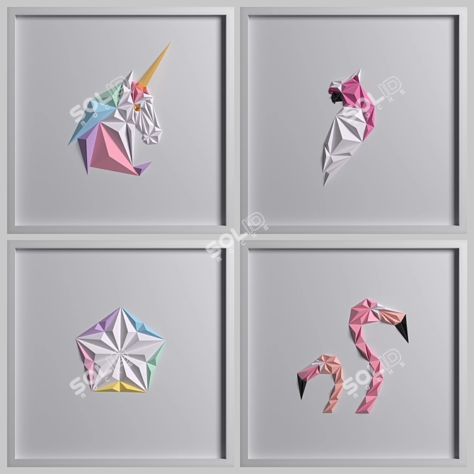 Dimensional Paper Artwork: Stunning 3D Sculpture 3D model image 1