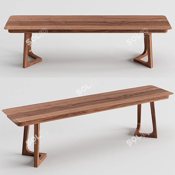 Elegant CRESS Bench - Scandinavian Style 3D model image 4