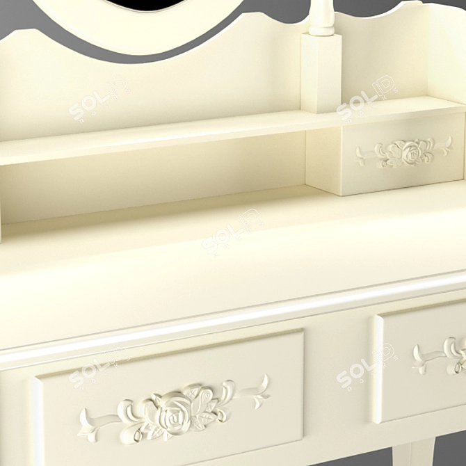 Elegant Vanity Set: Mirror & Stool 3D model image 2