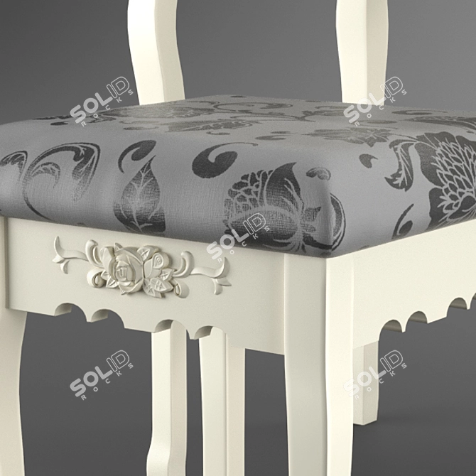 Elegant Vanity Set: Mirror & Stool 3D model image 4