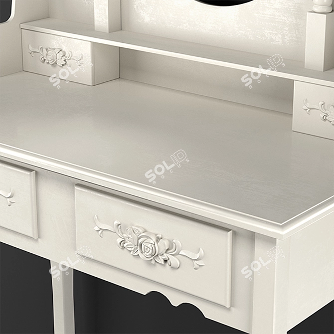 Elegant Vanity Set: Mirror & Stool 3D model image 8