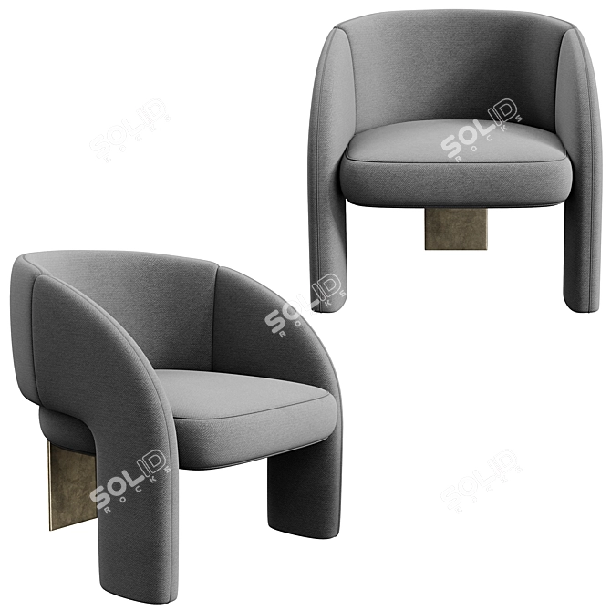 Contemporary Cube Armchair 75cm 3D model image 1