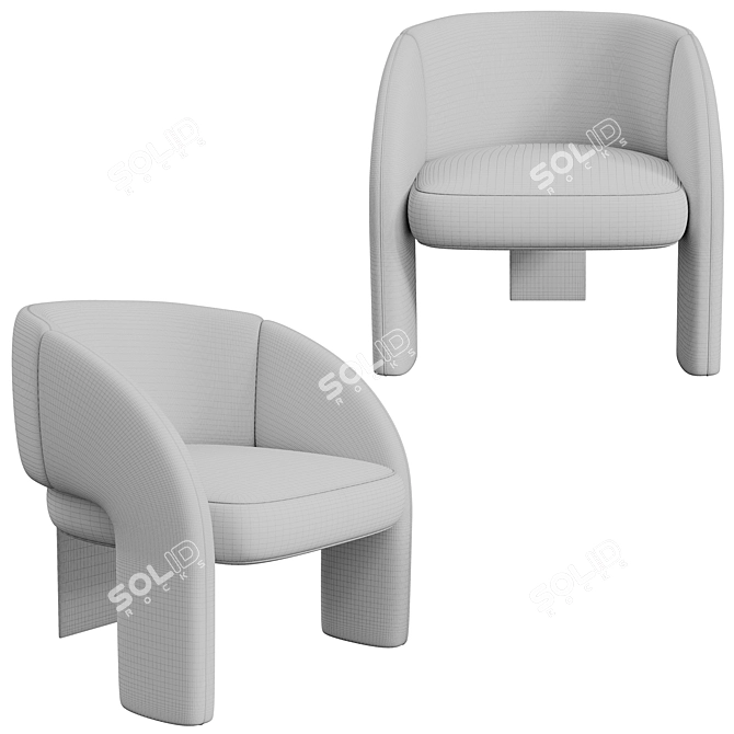 Contemporary Cube Armchair 75cm 3D model image 4