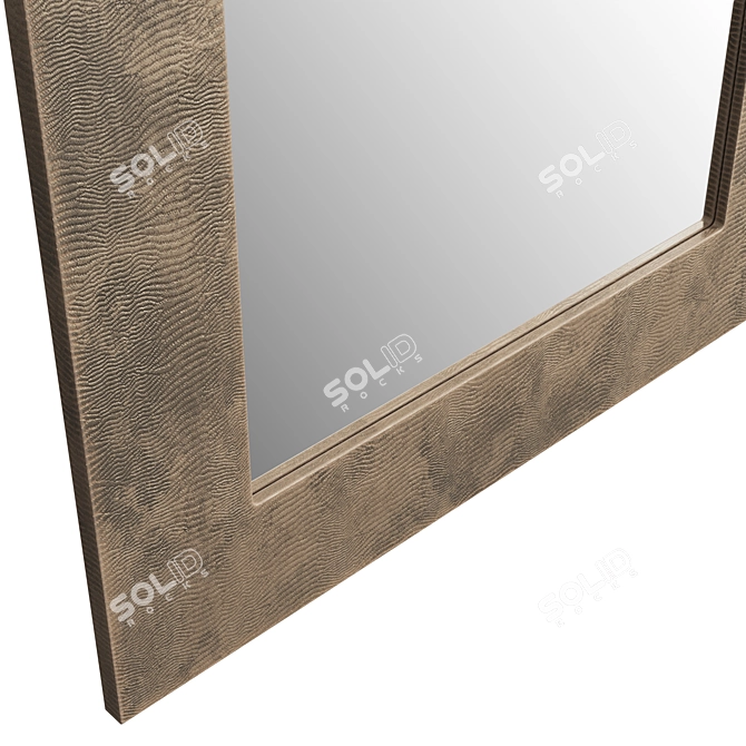 Modern Brass Finish Rectangular Mirror 3D model image 2