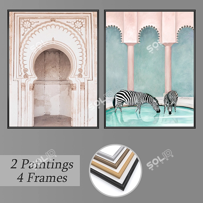 Modern Wall Art Set with Multiple Frame Options 3D model image 1