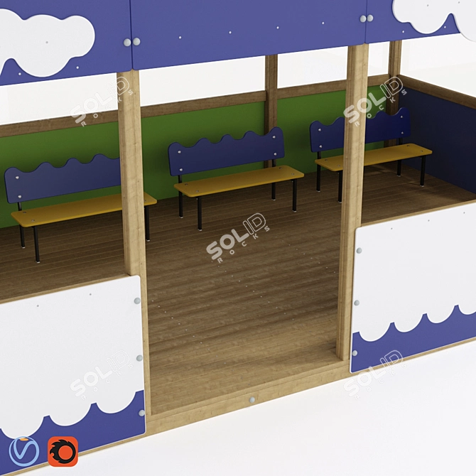 Children's Shade Canopy for Playgrounds 3D model image 1