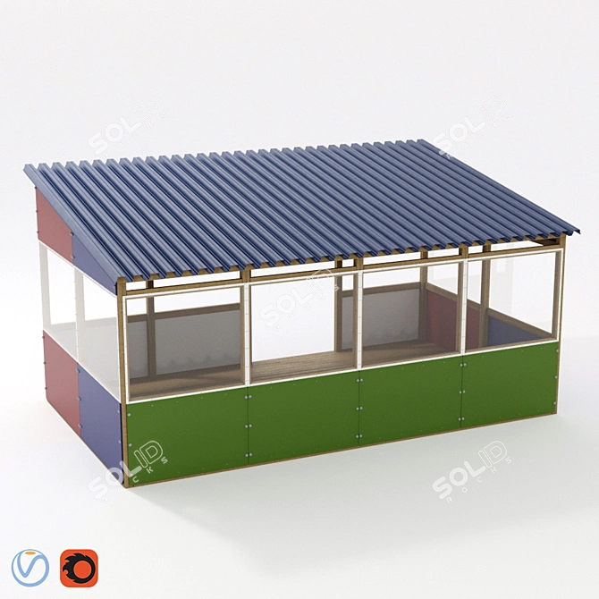 Children's Shade Canopy for Playgrounds 3D model image 4