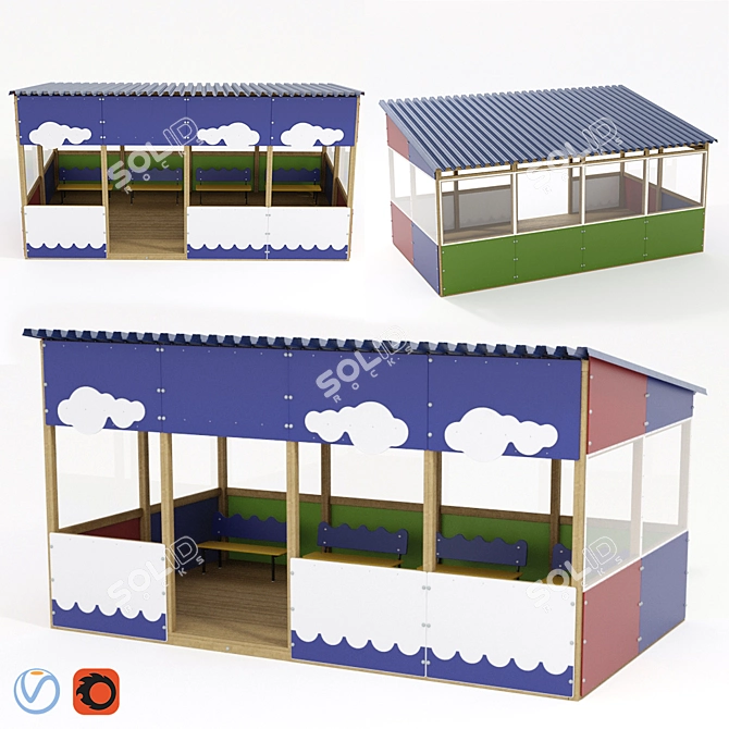 Children's Shade Canopy for Playgrounds 3D model image 5