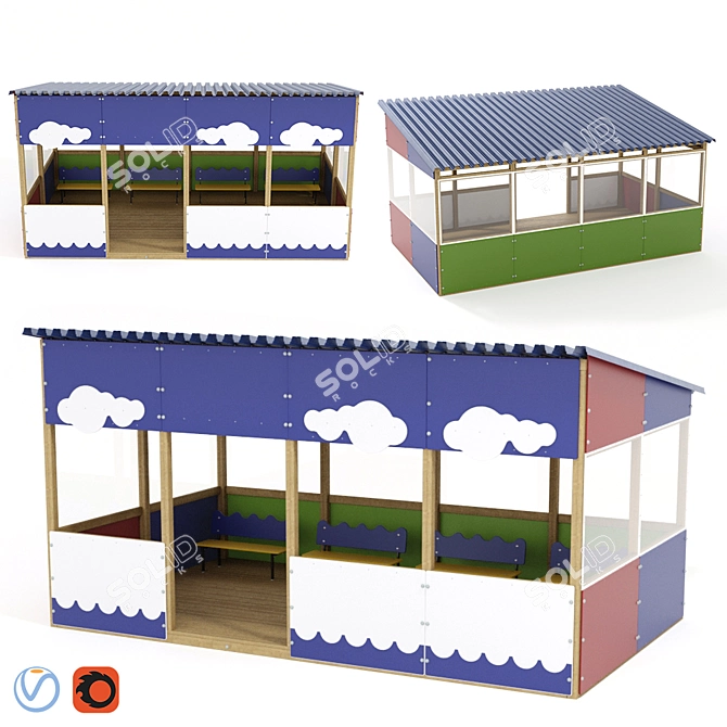 Children's Shade Canopy for Playgrounds 3D model image 6