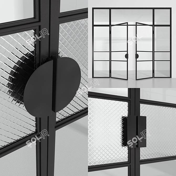 Modern Loft Glass Partition 3D model image 1