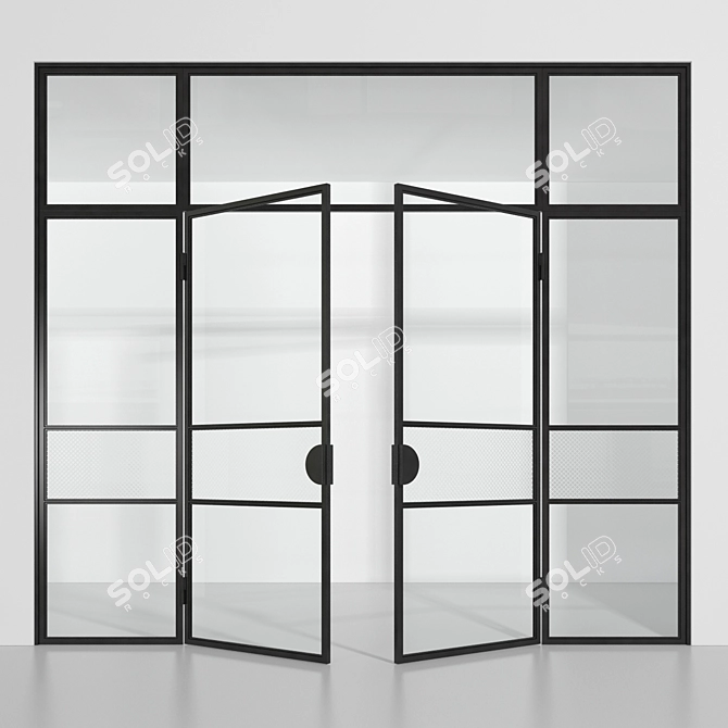 Modern Loft Glass Partition 3D model image 2