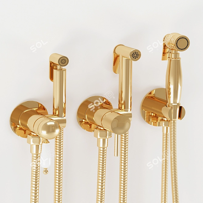 Luxury Gold Shower Collection 3D model image 2
