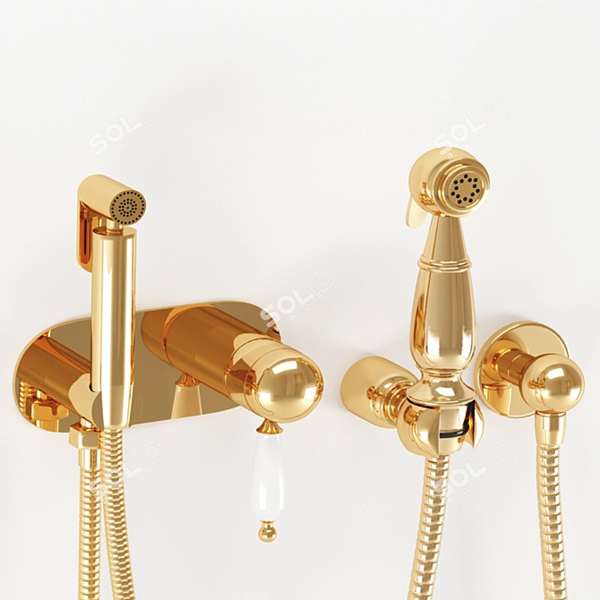 Luxury Gold Shower Collection 3D model image 3