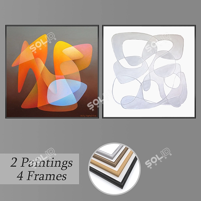 Modern Wall Art Set with Multiple Frame Options 3D model image 1