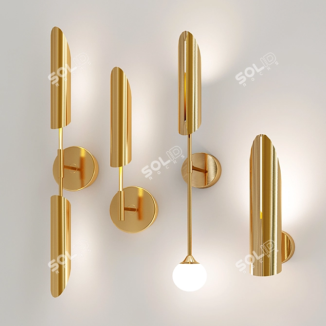 Sleek Metal Wall Lights - GERD Collection 3D model image 1