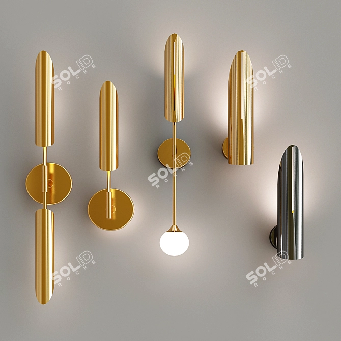 Sleek Metal Wall Lights - GERD Collection 3D model image 4