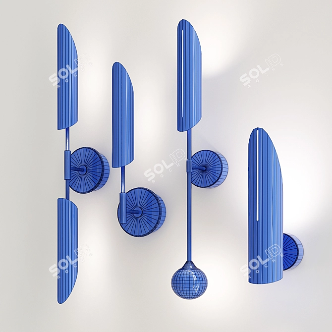 Sleek Metal Wall Lights - GERD Collection 3D model image 5