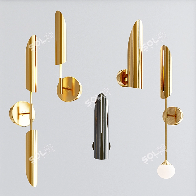 Sleek Metal Wall Lights - GERD Collection 3D model image 6