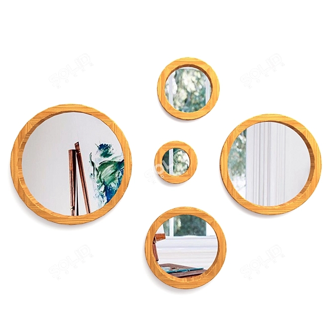 Circular Ash Mirror Panel 3D model image 1