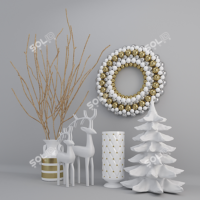 Festive Holiday Decor Set 3D model image 1