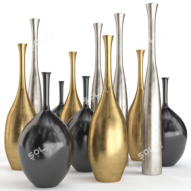 Luxury Silver and Gold Decor Set 3D model image 2
