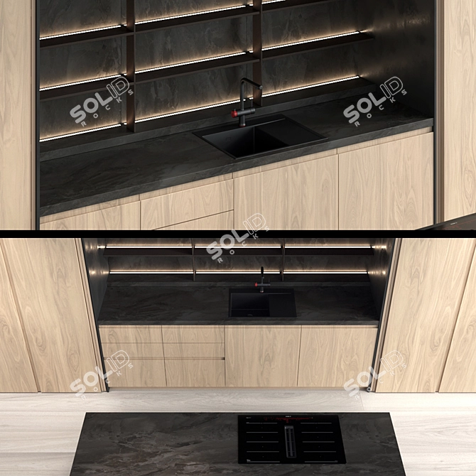 Hidden Elegance: Omoikiri Bosh Kitchen 3D model image 4