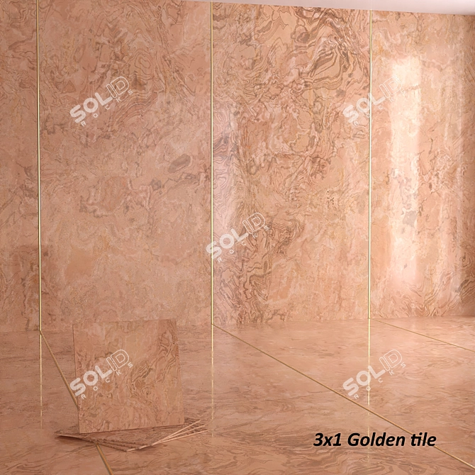 Golden Romanjade Marble Tiles 3D model image 4