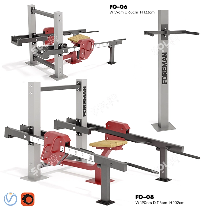 Foreman Fitness Equipment: Sittings & Bars 3D model image 1