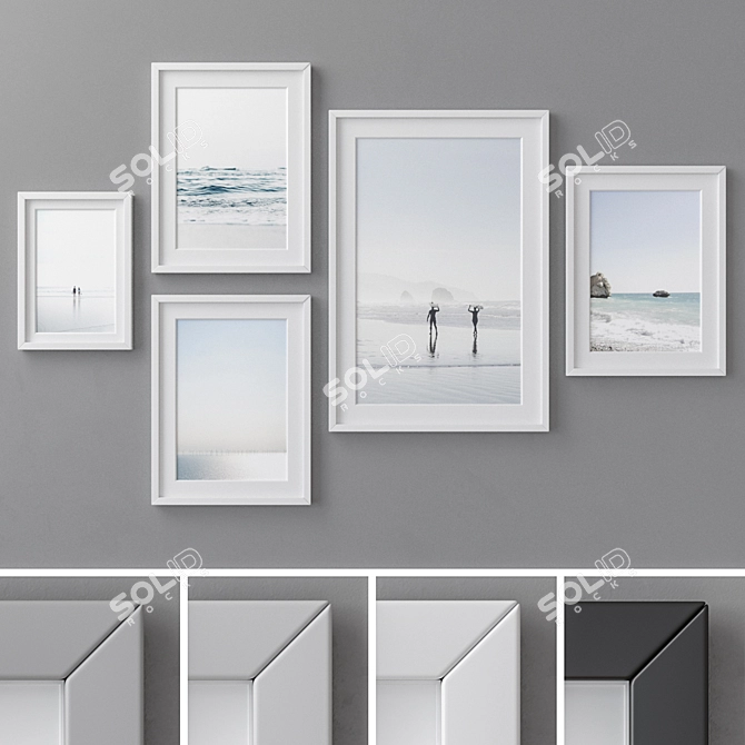 Modern Abstract Photo Frames Set 3D model image 1