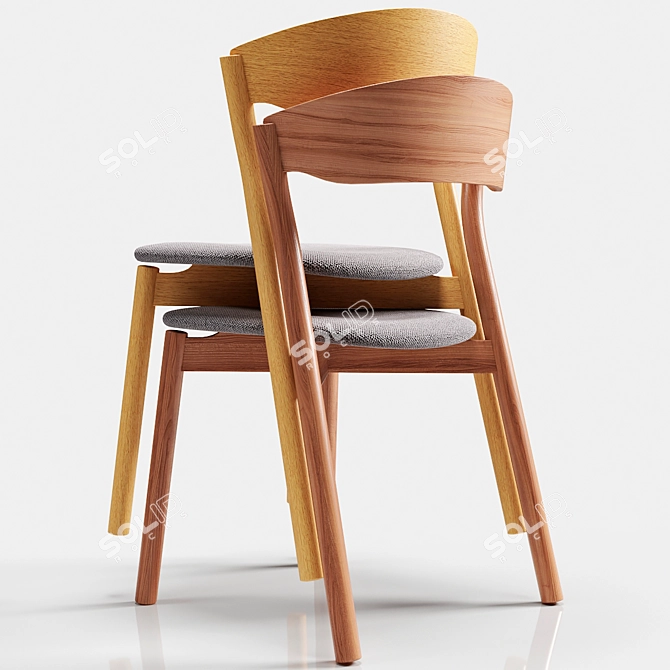 Sleek Stackable Wooden Chair: TUBE by Miniforms 3D model image 2